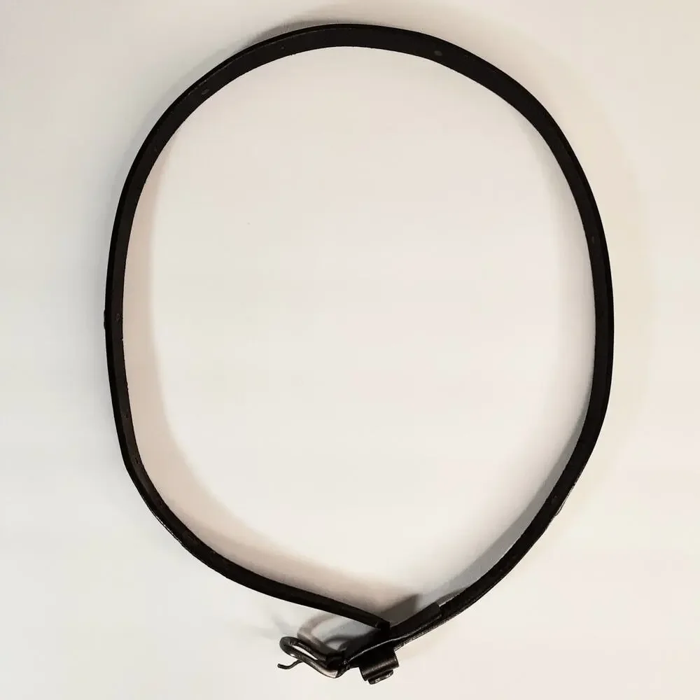 Womens Black Leather Brass Heart Studed Skinny Belt Size Medium Punk Moto